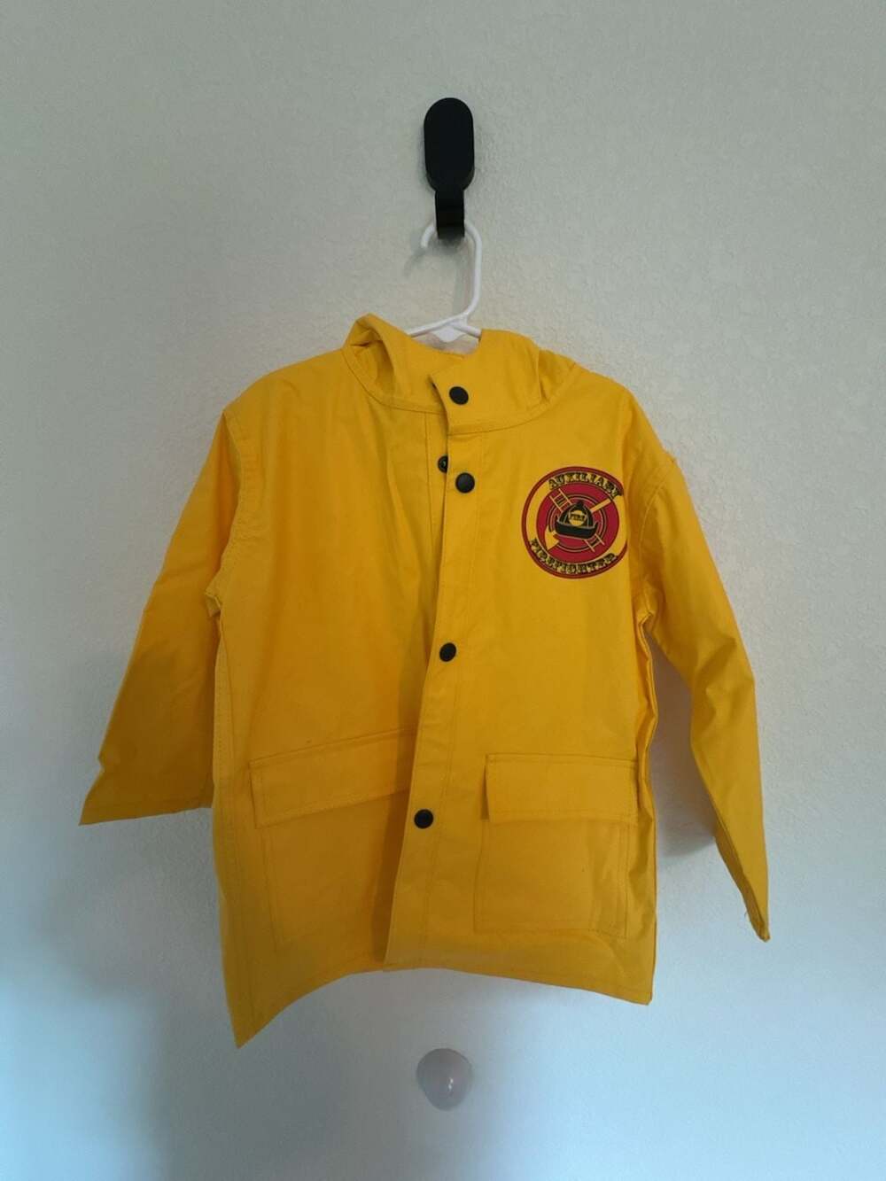 Driplets Kids Auxiliary Firefighter Yellow Vinyl Raincoat, Size 2/4T